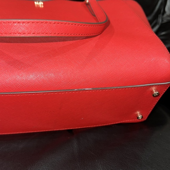 🔥🔥🔥Tory Burch Red Leather Emerson Convertible Zip Tote Shoulder Bag - Picture 11 of 12
